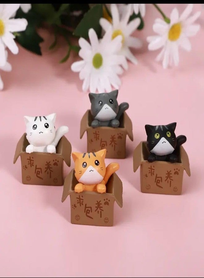 VRB Dec 4 Pcs Miniature Toys,Showpiece for Home Decor,Decorative Items,Car Dashboard,Valentine,Gifts Figurines,Cake Decoration Items,Figurines for Home Decor. (4 Pcs Cute Cat Miniature) - Image 1